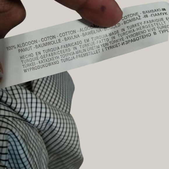 Zara Man Tailored Fit Checkered Long Sleeve Cotton Shirt Black/White Size 16 - Picture 4 of 10